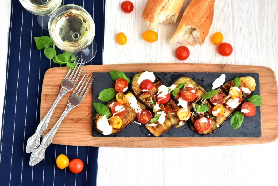 Cayenne Grilled Eggplant with Fresh Tomato Salad