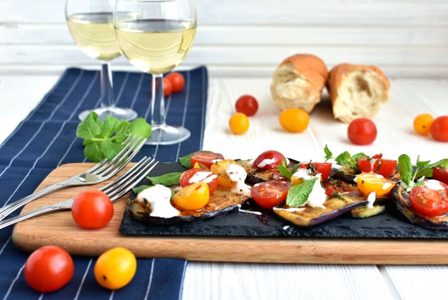 How to serve Cayenne Grilled Eggplant with Fresh Tomato Salad