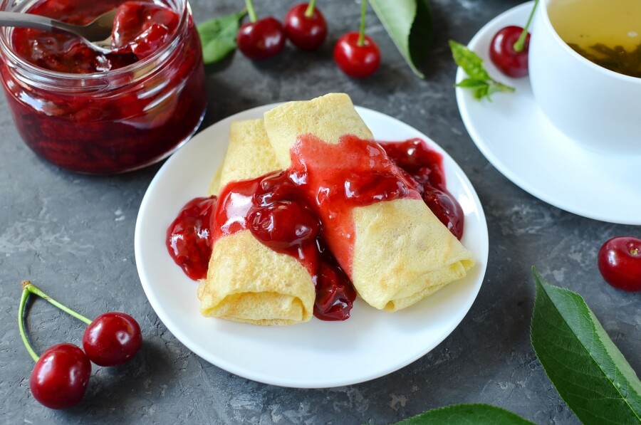 Cherry Cheese Blintzes Recipe-Homemade Cherry Cheese Blintzes-Delicious Cherry Cheese Blintzes