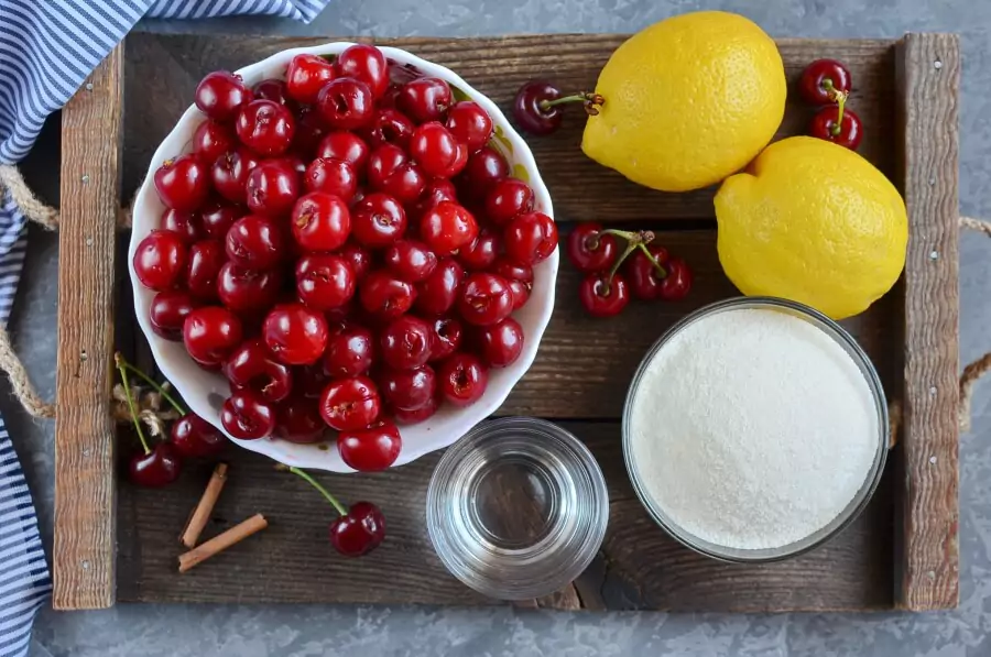 Ingredients for Cherry and Cinnamon Conserve