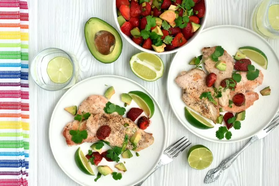 Chicken Cutlets with Strawberry-Avocado Salsa