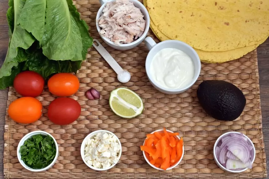 Ingredients for Chicken Tostadas with Avocado Sauce