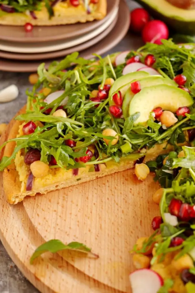 Vegan Chickpea Crust Pizza with Greens Galore