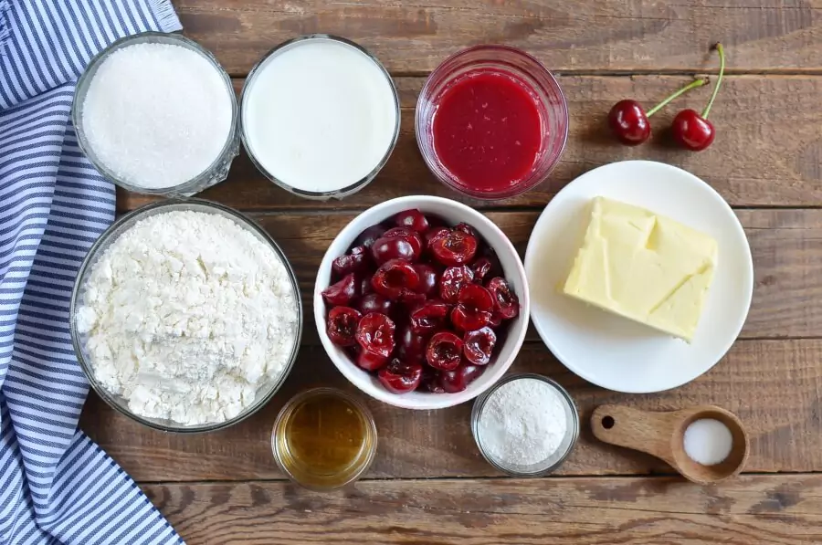 Ingredients for Fresh Cherry Cake