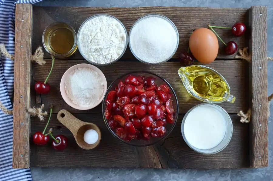 Ingredients for Fresh Cherry Muffins