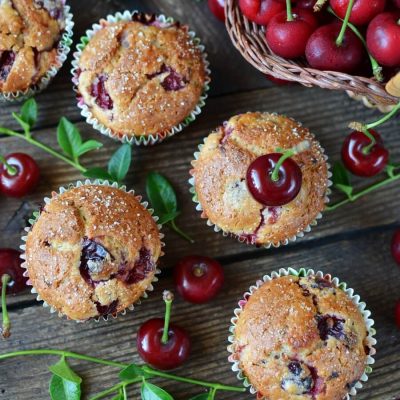Fresh Cherry Muffins Recipe-How To Make Fresh Cherry Muffins-Delicious Fresh Cherry Muffins