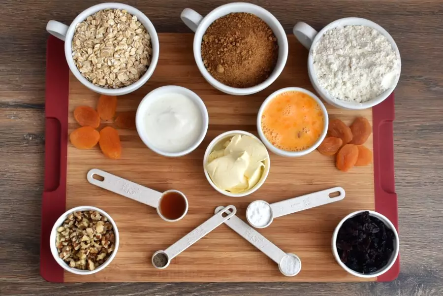 Ingredients for Healthy Fruited Oatmeal Cookies