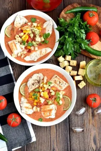 Low Carb Gazpacho with Lime Chicken