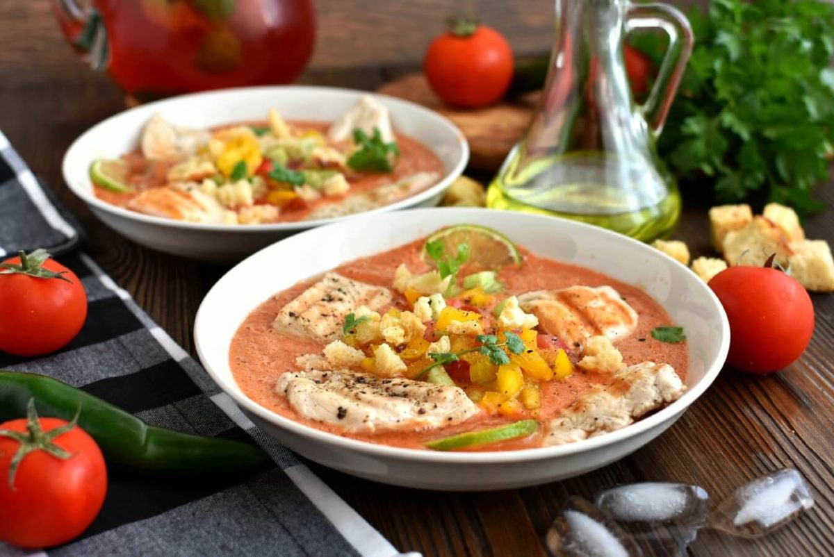 Low Carb Gazpacho with Lime Chicken