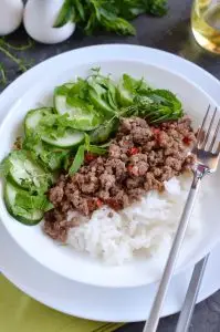 Ginger Pork and Cucumber Salad with Mint