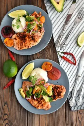 Grilled Ancho Chicken Breasts with Apricot Salsa