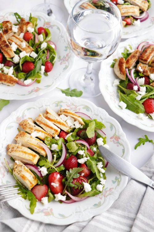 Grilled Chicken Salad with Strawberries and Feta