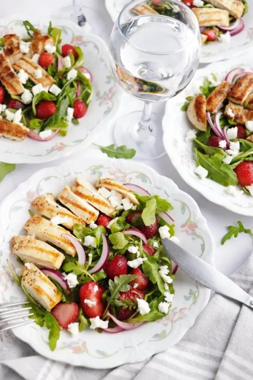 Grilled Chicken Salad with Strawberries and Feta