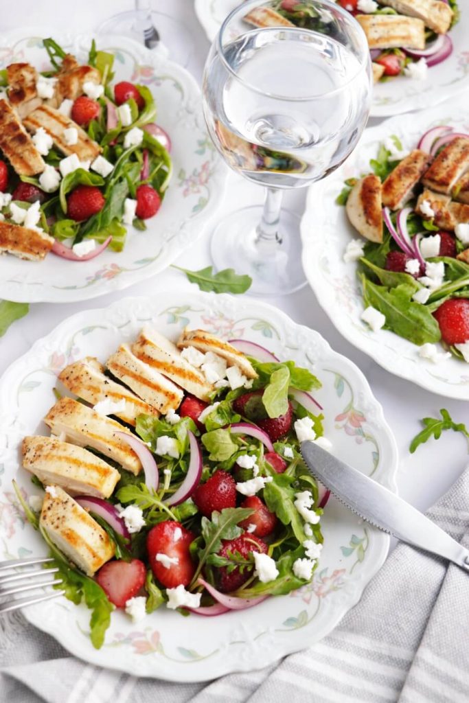 Grilled Chicken Salad with Strawberries and Feta