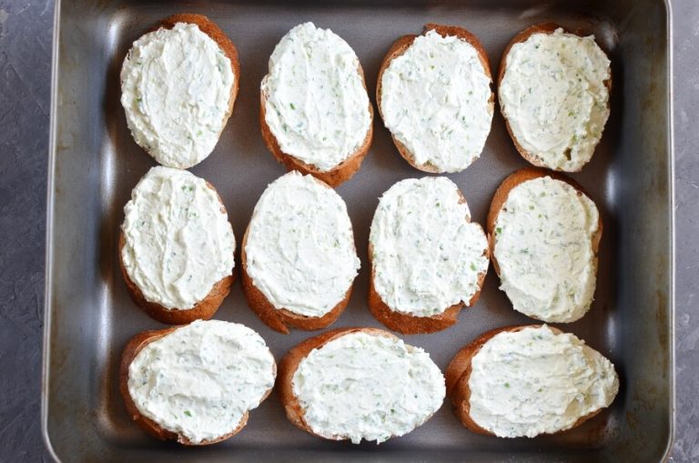 Step 5 - Grilled Crostini with Garlic Scape Cream Cheese and Tomatoes