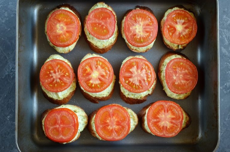 Step 6 - Grilled Crostini with Garlic Scape Cream Cheese and Tomatoes