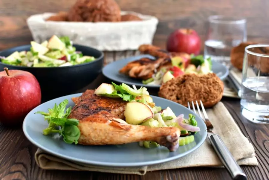 Grilled Spiced Chicken with Crunchy Apple Salad