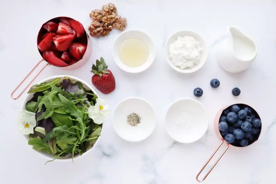 Ingredients for Healthy Berry and Walnut Salad