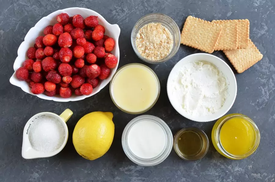 Ingredients for Healthy Strawberry Cheesecake Pops
