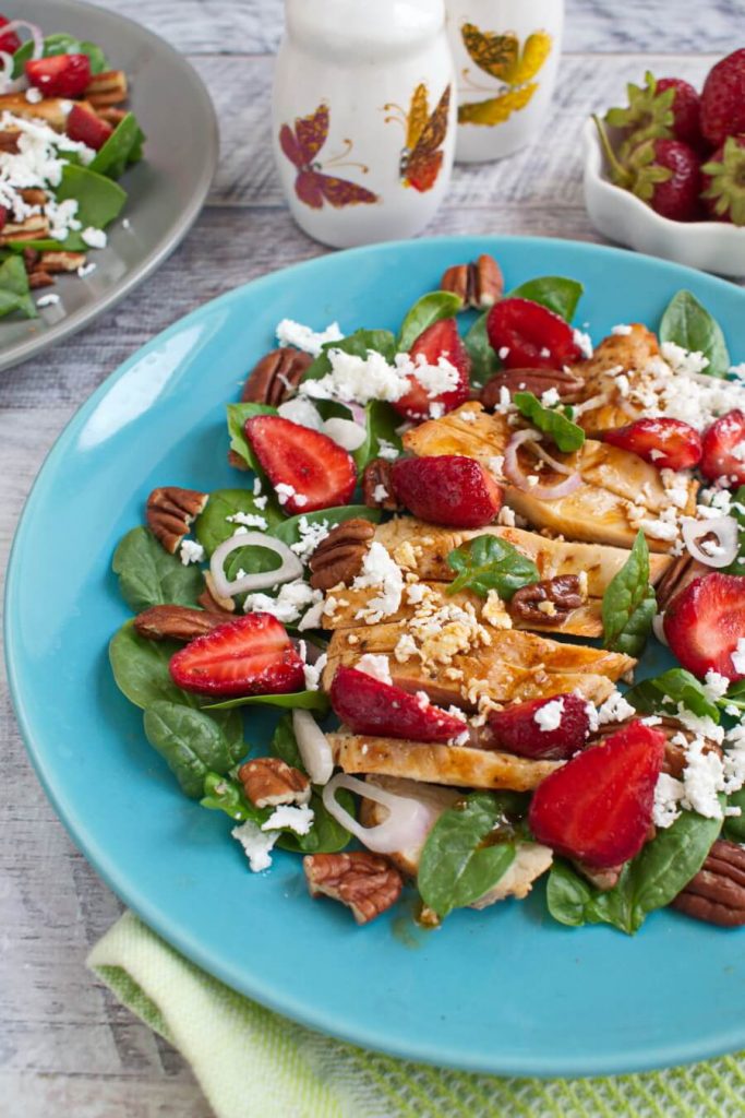 Healthy Strawberry Chicken Salad with Pecans