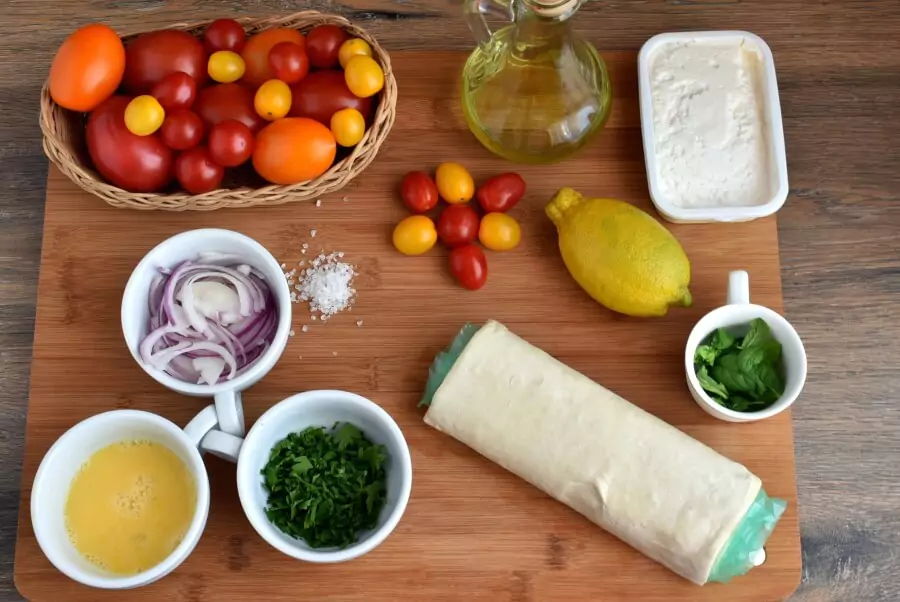 Ingredients for Herbed Ricotta and Fresh Tomato Tart