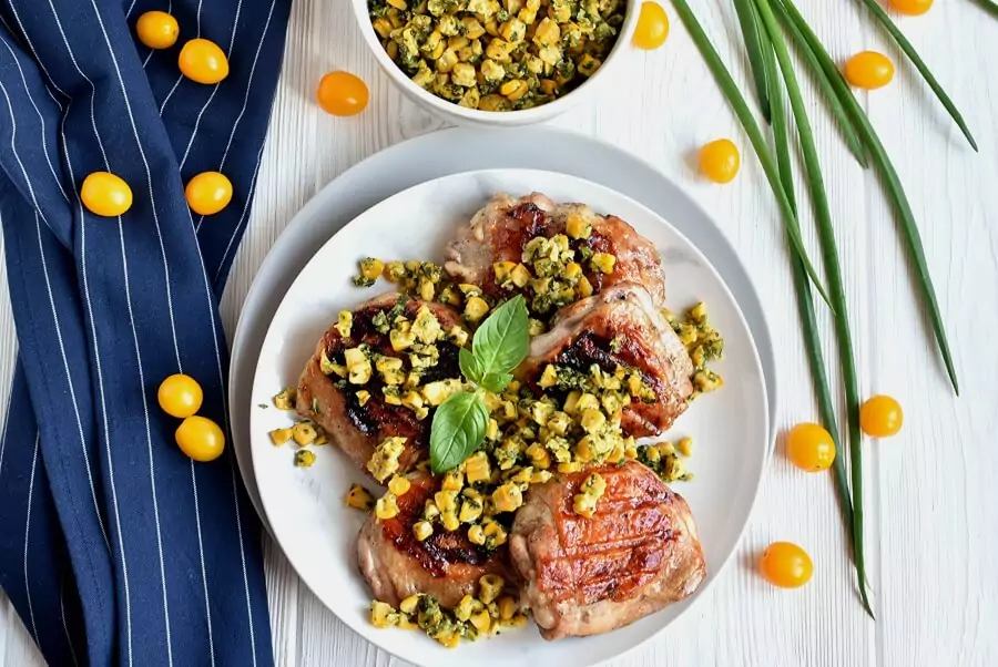 Keto Grilled Chicken with Herbed Corn Salsa