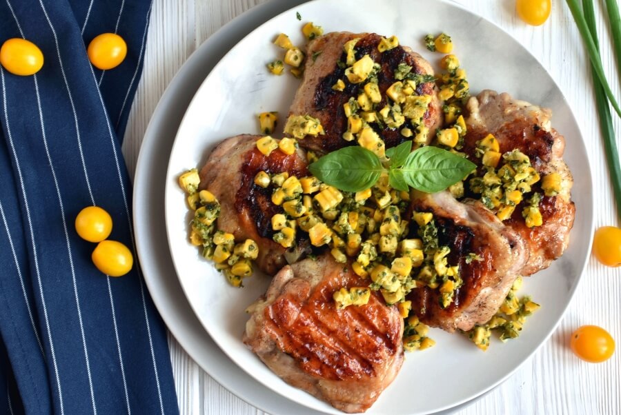 How to serve Keto Grilled Chicken with Herbed Corn Salsa