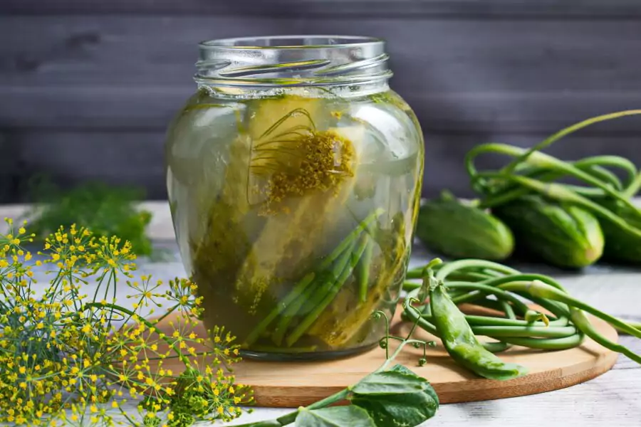 Lacto-Fermented Pickles with Garlic Scapes