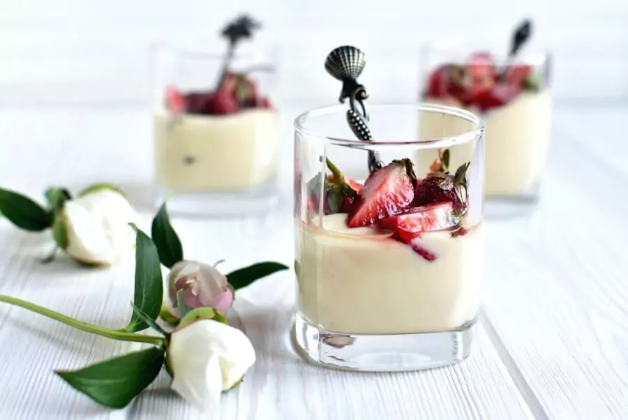 Lavender Scented Strawberries with Honey Cream