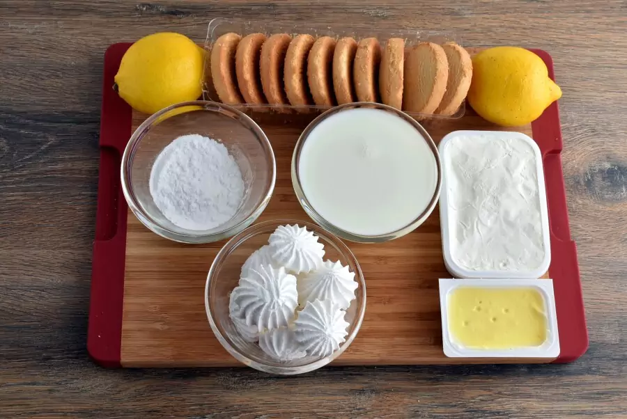 Ingredients for Lemon Meringue Fridge Cake