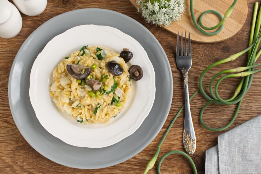 How to serve Orzo With Shiitake and Garlic Scapes