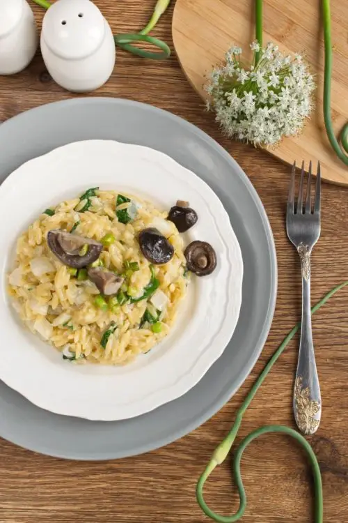Orzo With Shiitake and Garlic Scapes