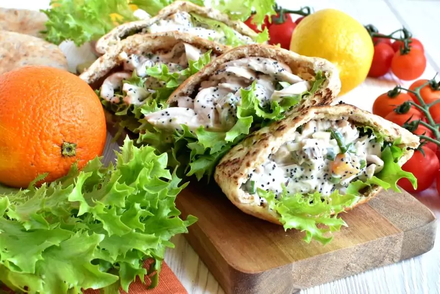 Poppy Seed Chicken Pitas