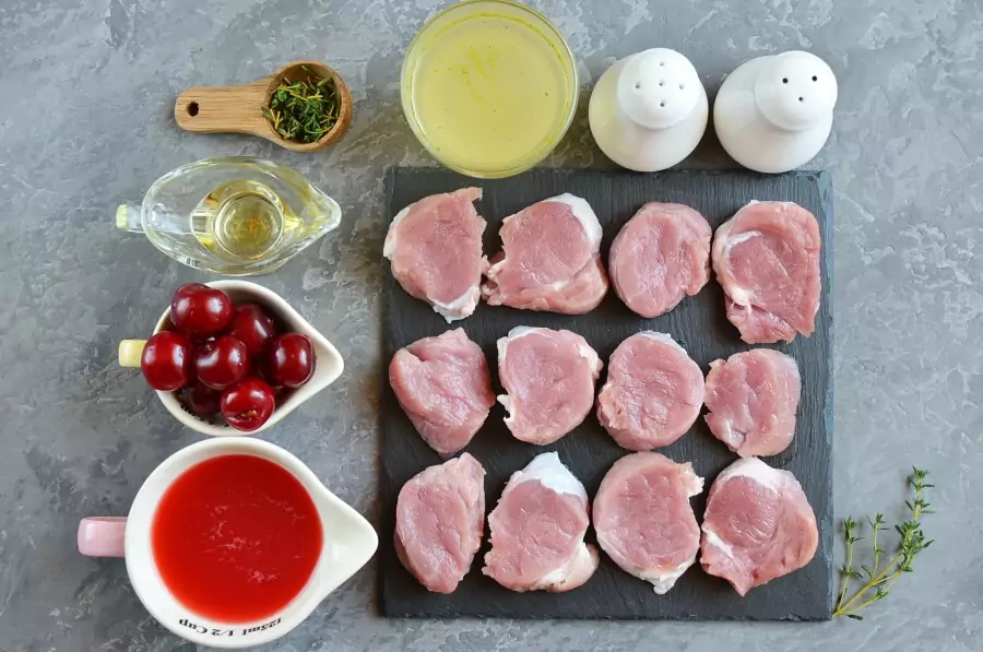 Ingredients for Pork Medallions with Red Wine-Cherry Sauce