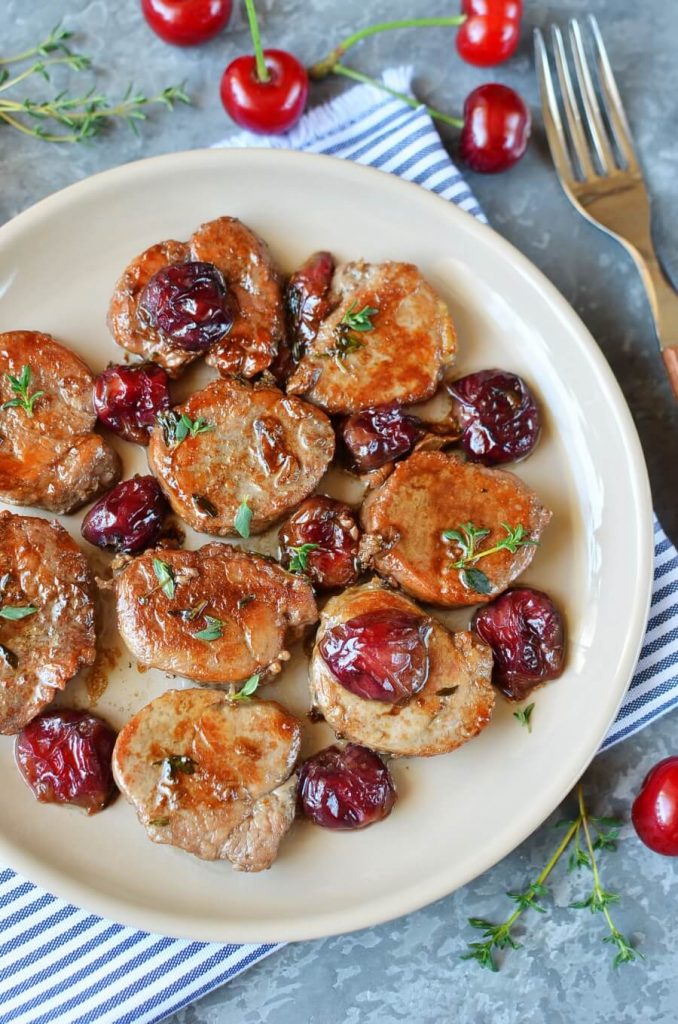 Pork Steaks with a Cherry Fruit and Red Wine Sauce