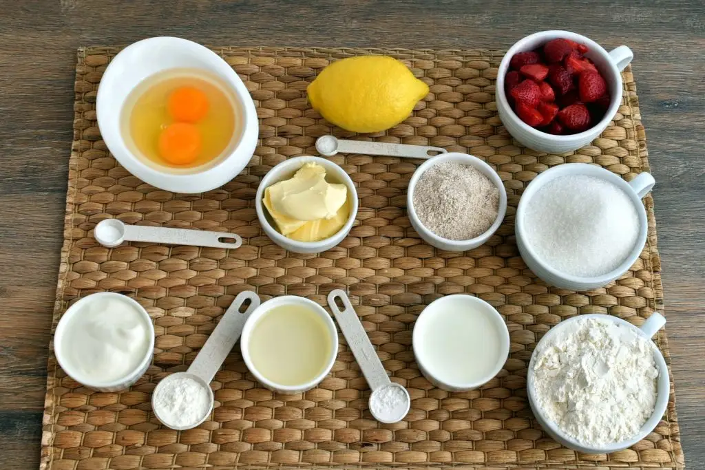 Ingredients for Pound Cake with Strawberry Glaze