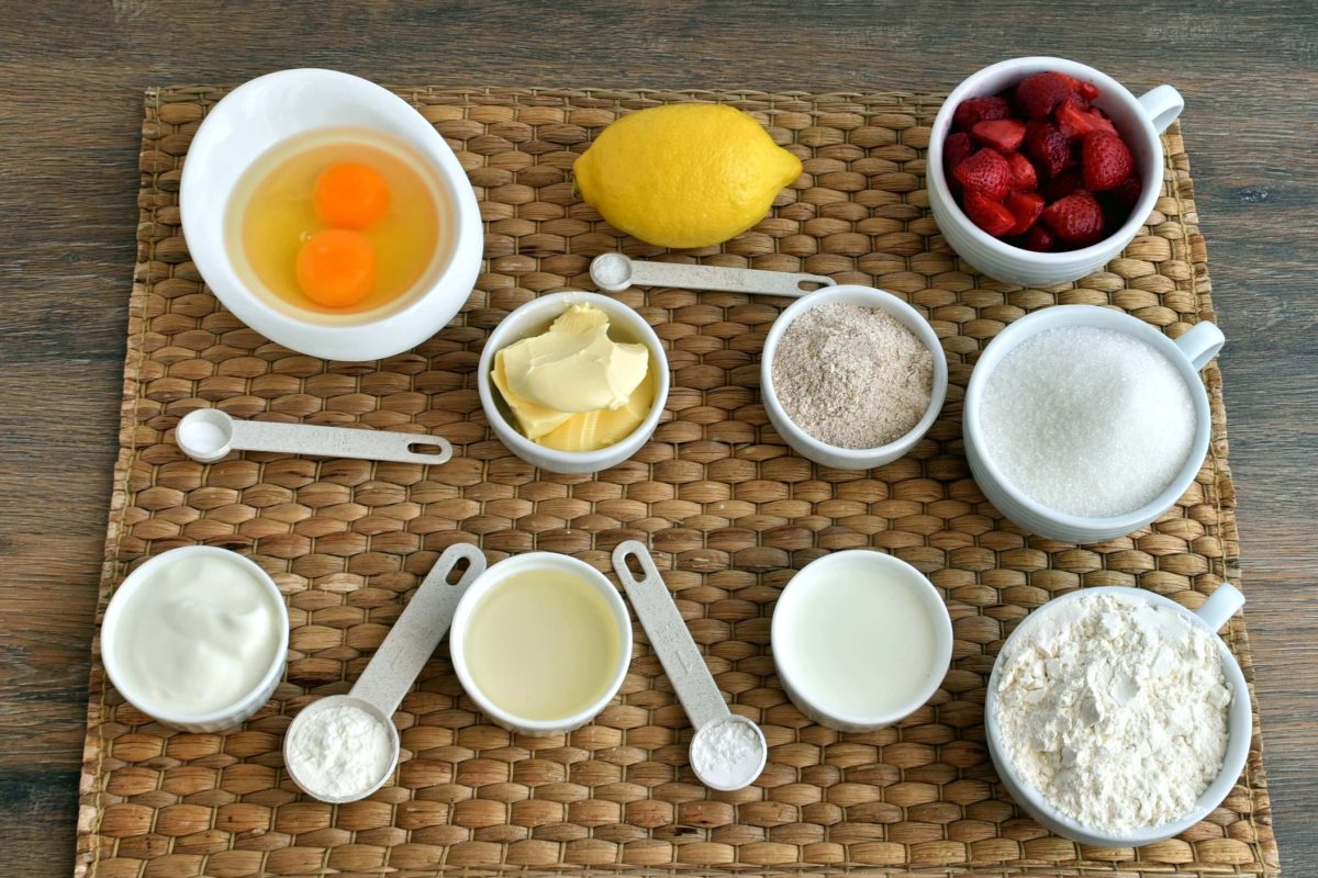 Ingredients for Pound Cake with Strawberry Glaze