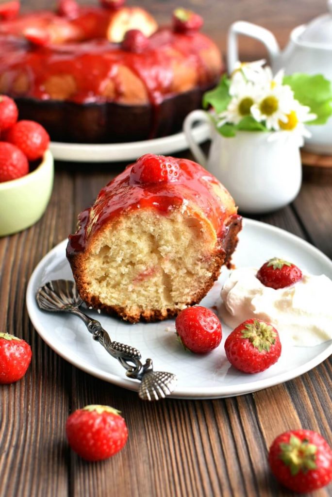 Delicious Lemon Pound Cake Drizzled with Strawberry Glazed