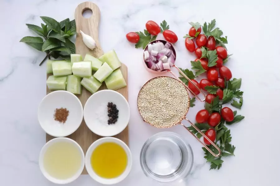 Ingredients for Gluten Free Quinoa Tabbouleh Salad