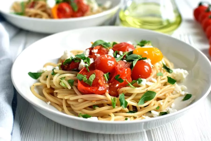 Roasted Cherry Tomato Sauce with Spaghetti