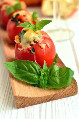 Roasted Corn and Basil Stuffed Tomatoes