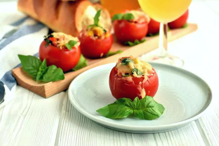 Roasted Corn and Basil Stuffed Tomatoes