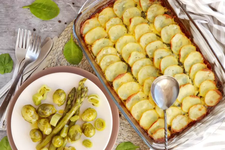 Gluten Free Salmon and Spinach Potato Bake