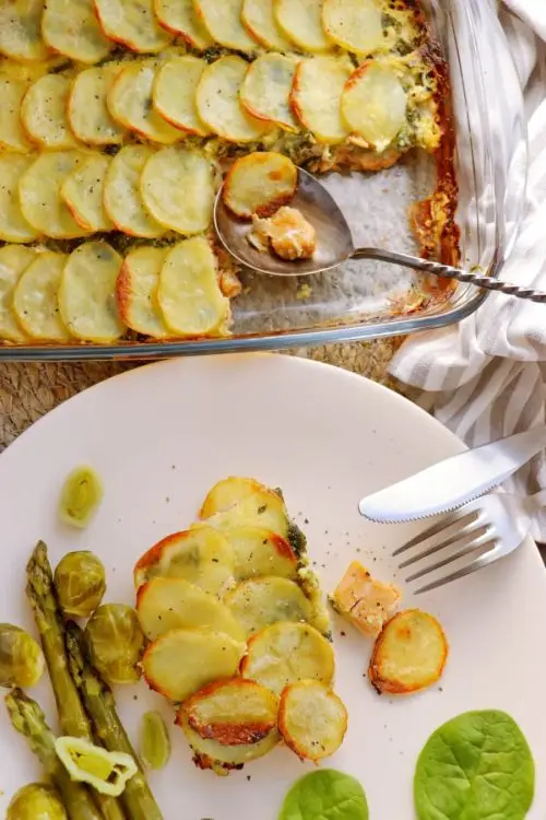 Gluten Free Salmon and Spinach Potato Bake