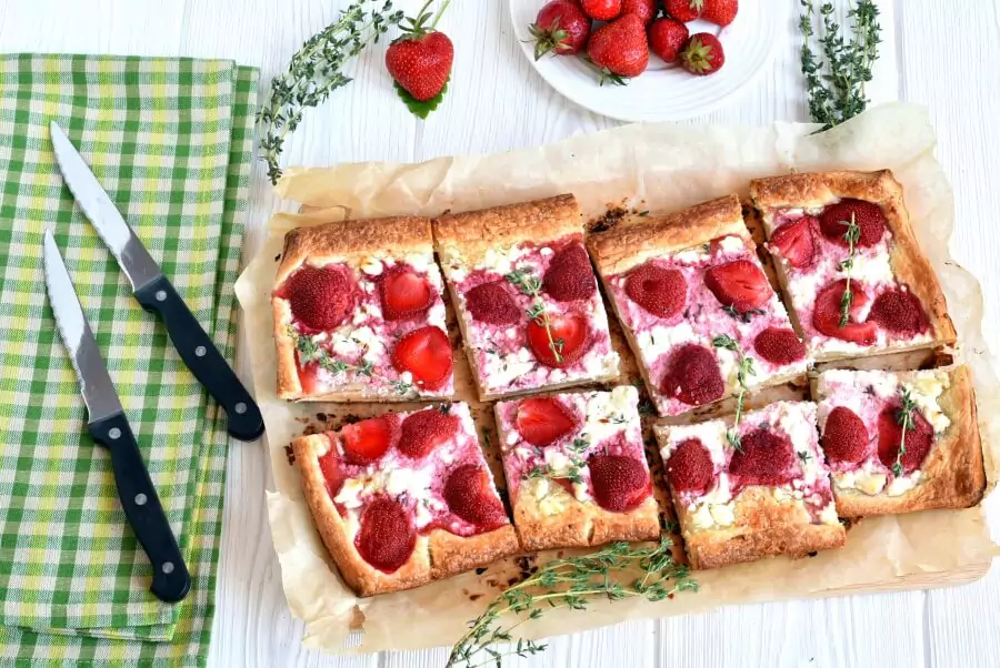 Strawberry Feta and Thyme Tart