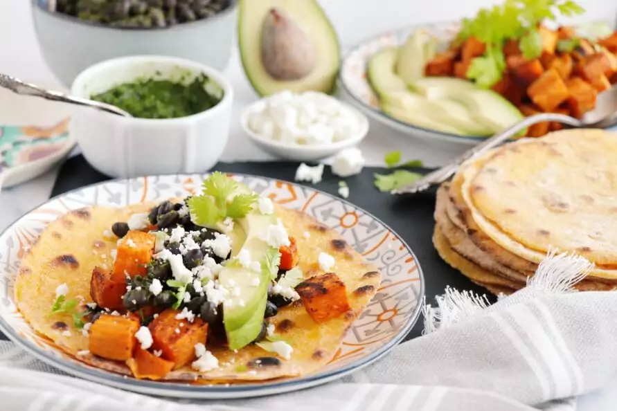 Sweet Potato, Avocado and Black Bean Tacos