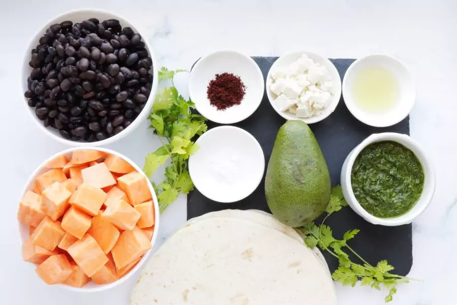 Ingredients for Sweet Potato, Avocado and Black Bean Tacos