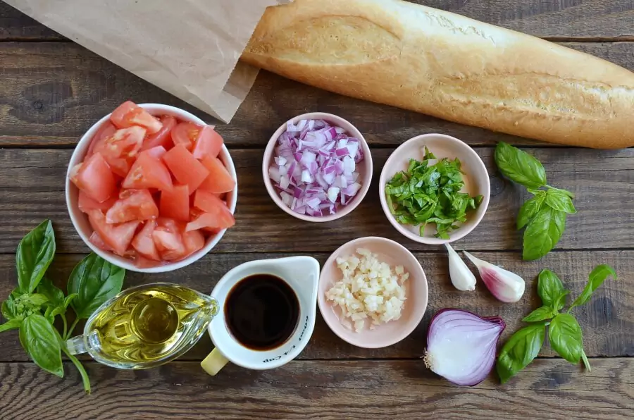 Ingredients for Tomato Bruschetta