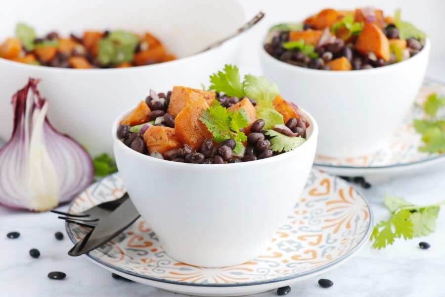 Vegan Black Bean and Sweet Potato Salad Recipe-Black Bean Salad with Roasted Sweet Potatoes-Sweet Potato Black Bean Salad