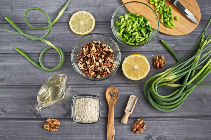 Ingredients for Vegan Garlic Scape Pesto